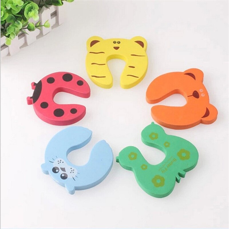 7Pcs/Set Cartoon Animal Foam Door Stopper Baby Finger Protect Door Holder Safety Locks Security Guard Door Knob Wall Protection