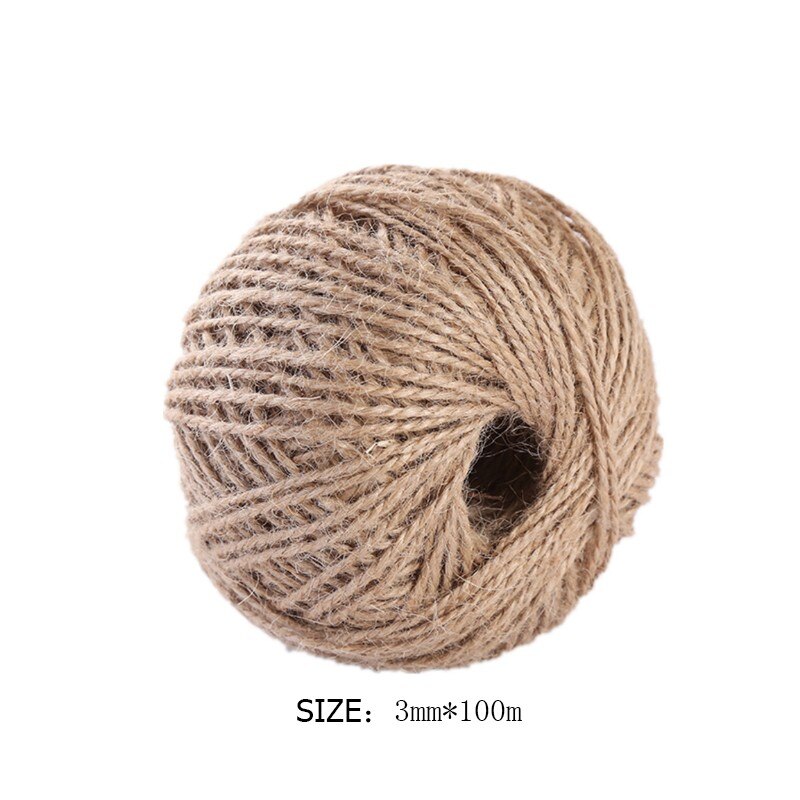 Rouleau de ruban adhésif en chanvre naturel, 100m, 1 rouleau, fournitures de décoration pour fête de mariage, cordon décoratif pour bricolage
