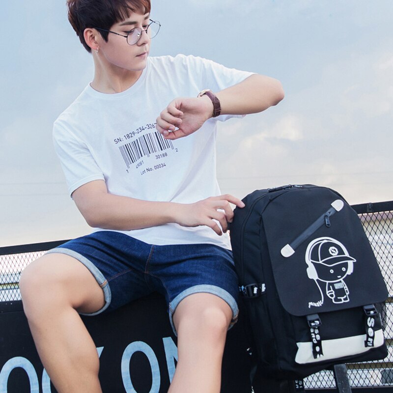 Senkey &Style Oxford Backpack Men's USB Large Capacity Waterproof Back Pack Travel Leisure Computer Student Bag Luminous Package