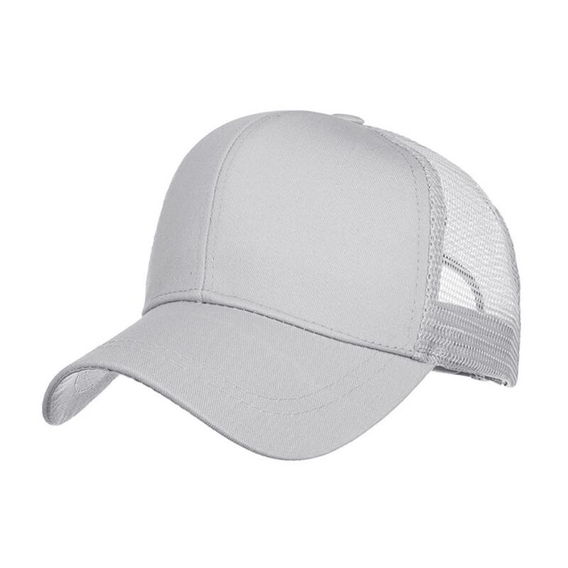 Outdoor Sunshade Ponytail Baseball Cap Women Messy Bun Tennis Hat Adjustable Cap: Gray