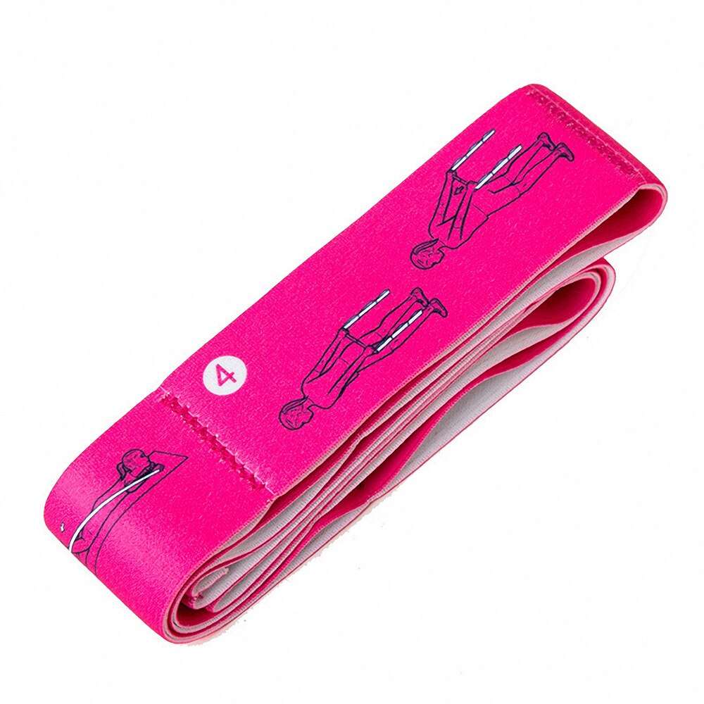 Elastische Grafische Yoga Stretching Band Duurzaam Yoga Dans Weerstand Band Assist Training Spanning Band Fitness Stretch Riem: Rose Red