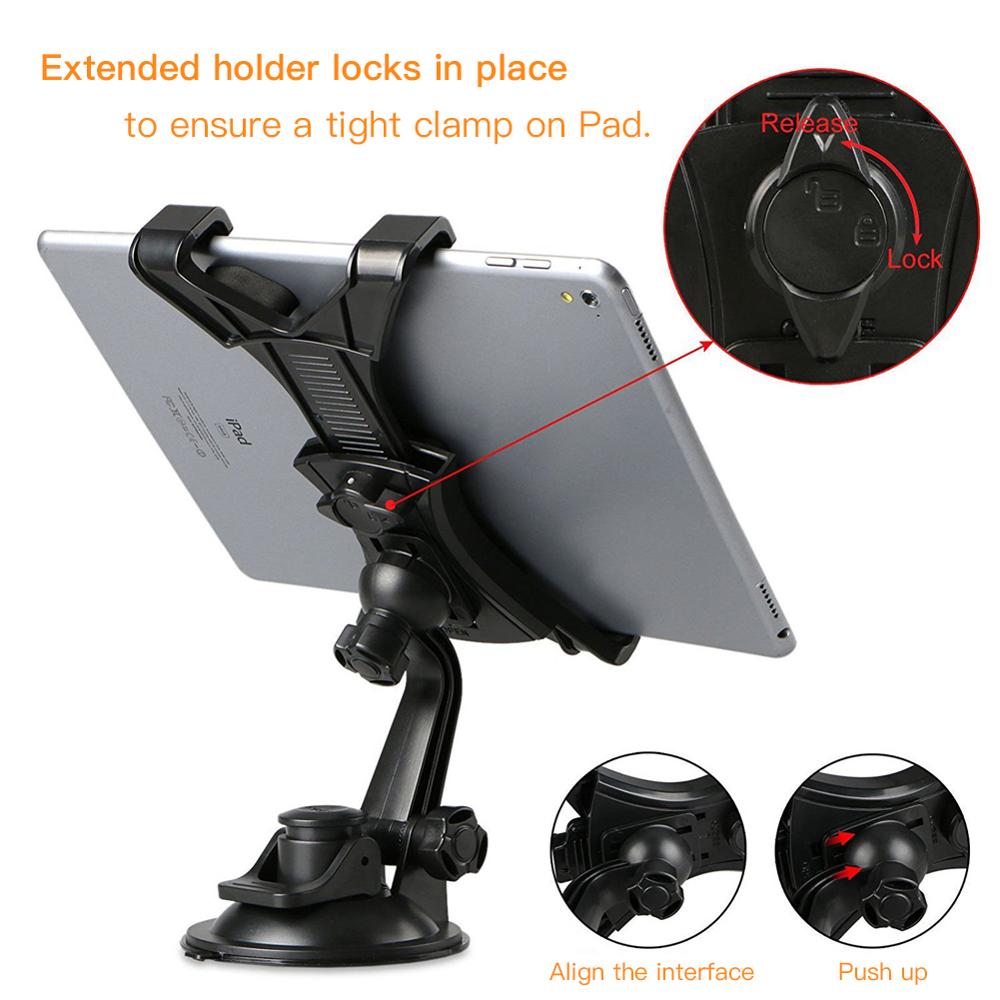 7-10 tommer tablet pc universal bilforrude sugemonteringsholder holder til apple ipad roterende fri vaskbar baseskive