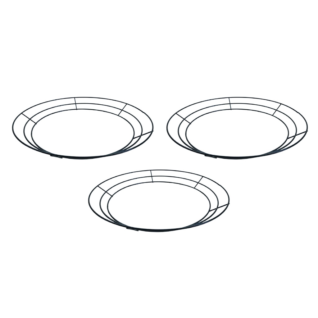 3-Pack Round Metal Wire Wreath Frame Form Hanger - Succulent Pot Metal Hanging Planter Plant Basket Holder - 35cm / 14inch