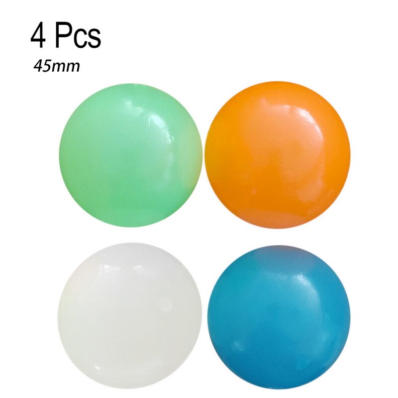 Stick Wall Ball Stress Relief Ceiling Balls Squash Ball Globbles Decompression Toy Sticky Target Ballceiling Light Ball: 4Pcs Mix 4.5cm A