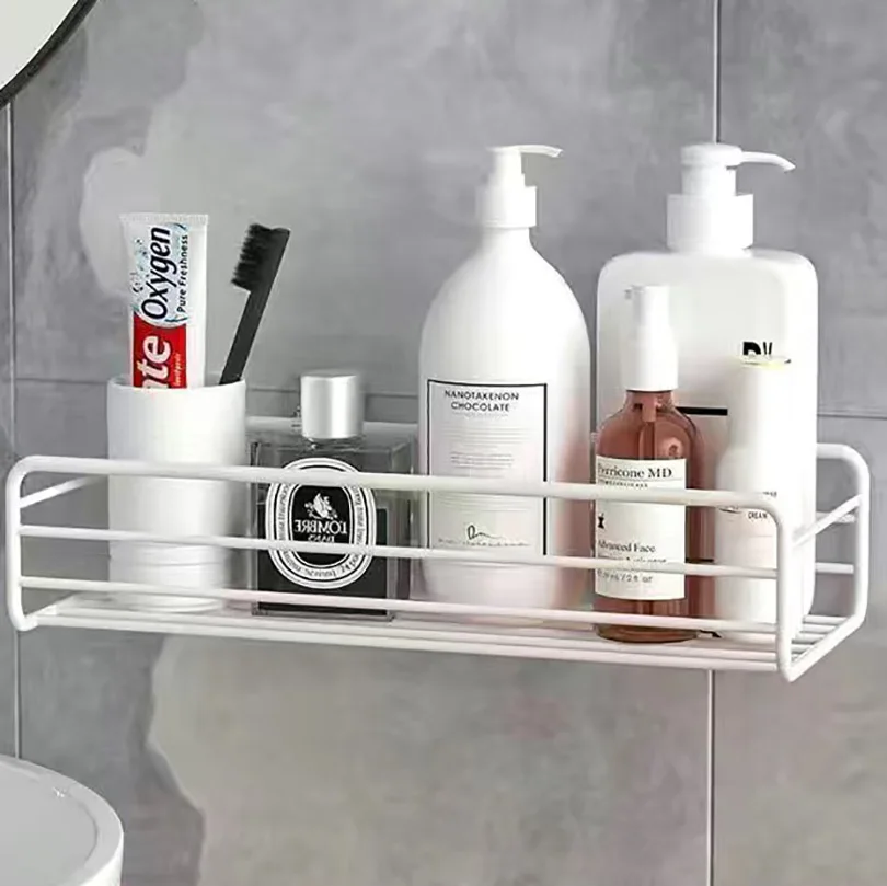 Suministros de baño, estante de pared flotante, carrito organizador de Metal, cortina de ducha para baño, organizadores de almacenamiento de cocina, cómoda: Bronce