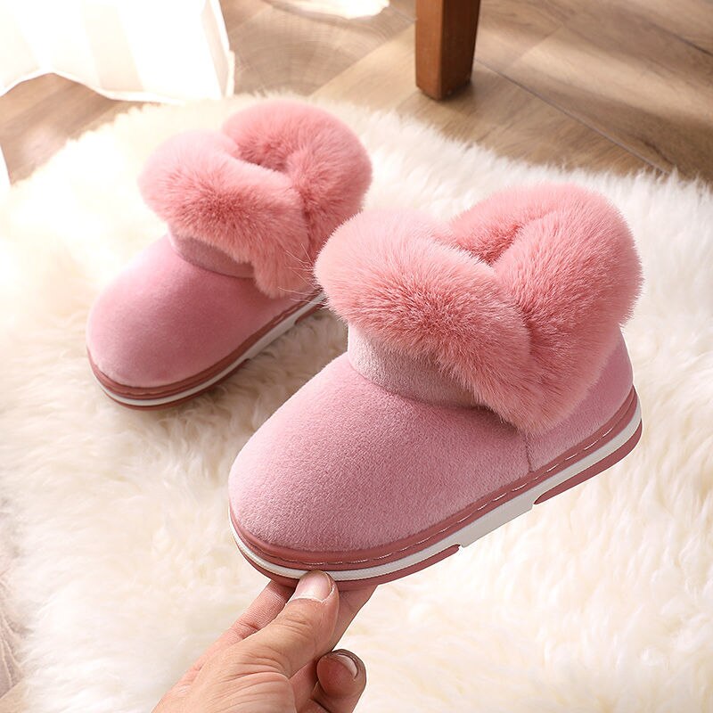 unisex baby vintersko til jenter snøstøvler takrenne plysj varme sko låve ankelstøvel: Rosa / Cn16-17( innersåle 15cm)