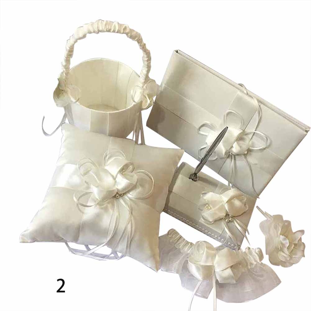 1Set Wedding Guest Book Pen Pillow Flower Basket Set Boite Carte Mariage Wedding Engagement Party Decoration: 2
