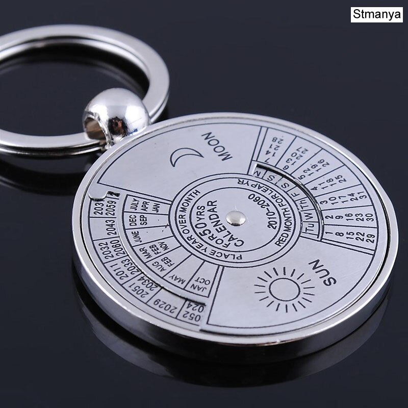 50 Jaar Super Perpetual Calendar Sleutelhanger Flesopener Ringen Astrologie Sleutelhanger Party Sleutelhouder Sieraden: Silver