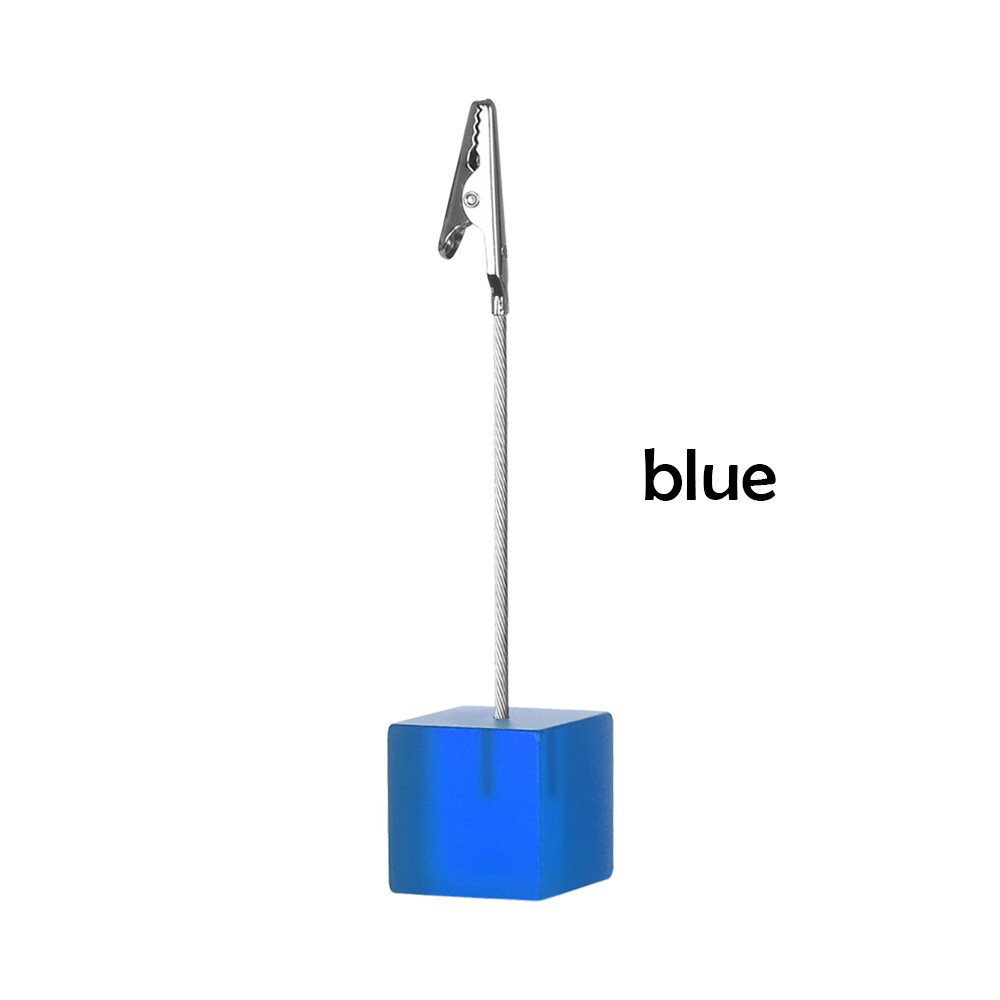 Abrazadera de clip para notas de fotos, base cuadrada de resina , soporte para tarjetas, notas y fotos, soporte de clip digital para mesa: blue