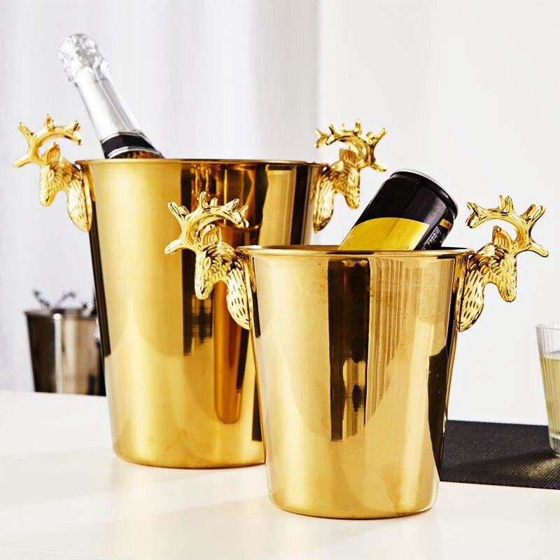 Seau à Champagne glace tête de cerf refroidisseur de vin bouteille baril de glace refroidisseur Champagne bière eau froide récipient de glace
