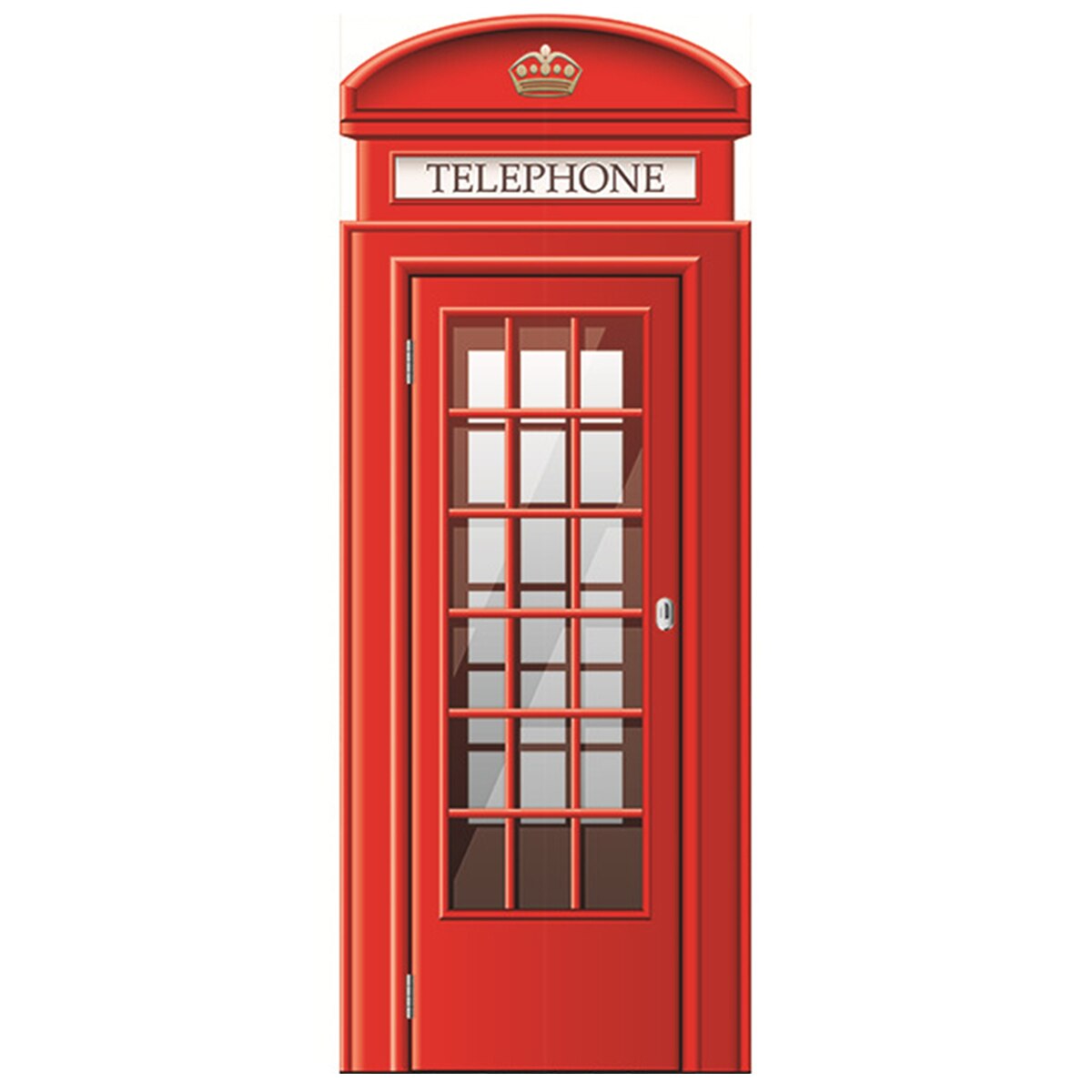 Britisk stil london rød telefonboks dør klistermærke selvklæbende pvc vandtæt hjem væg indretning plakat mærkater værelse dekoration: 1 / 95 x 215cm