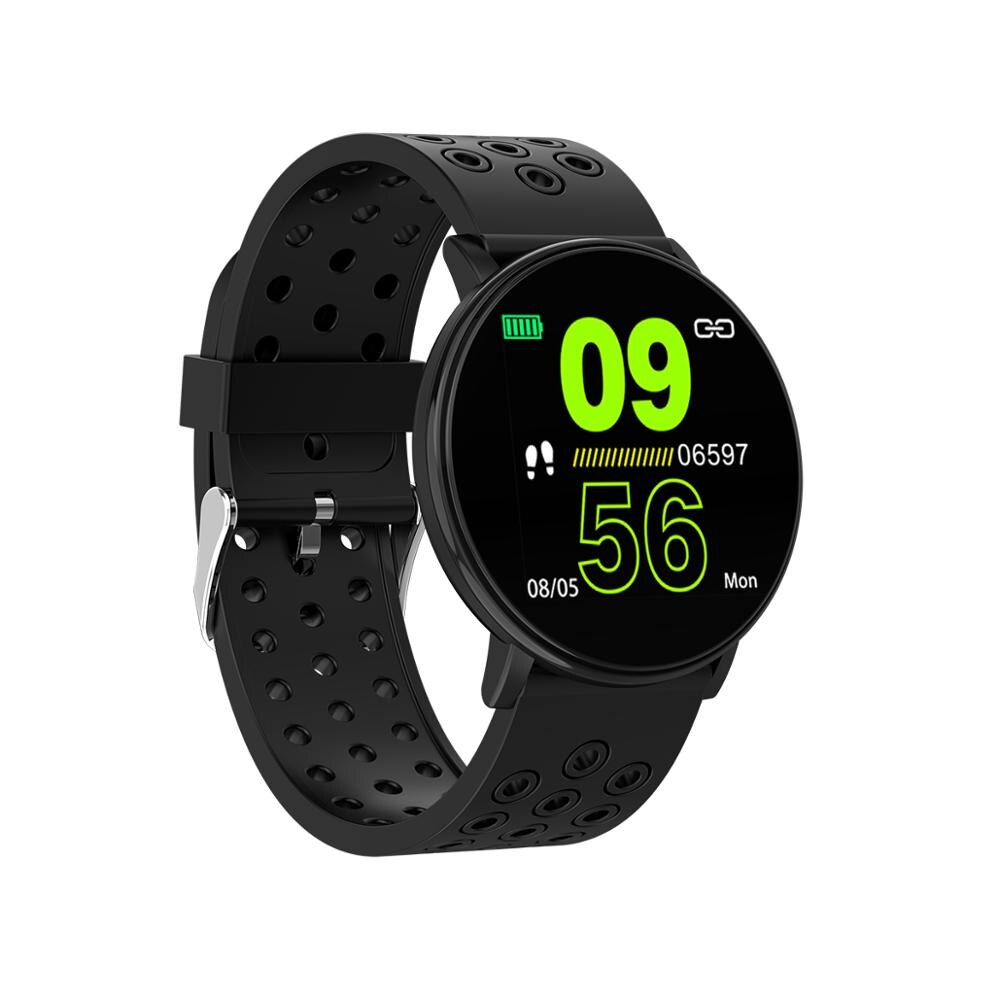 W8 smart armbånd pulsmåler tracker skridttæller blodtryk stillesiddende opkald besked påmindelse søvn tracker sportsur: Sort
