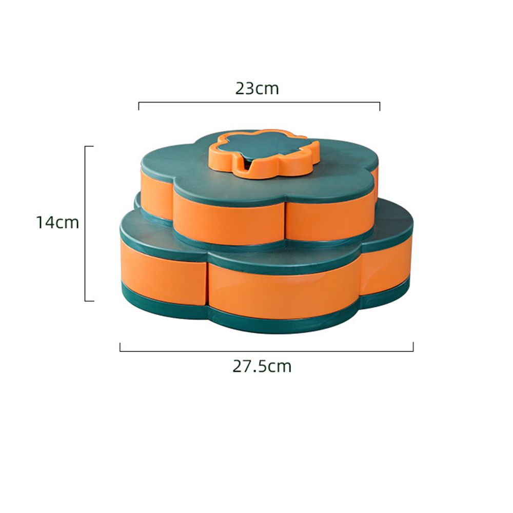 Boîte à bonbons rotative à pétales, plateau à fruits en forme de fleur à double couche contenant plateau à fruits secs en plastique multifonctionnel