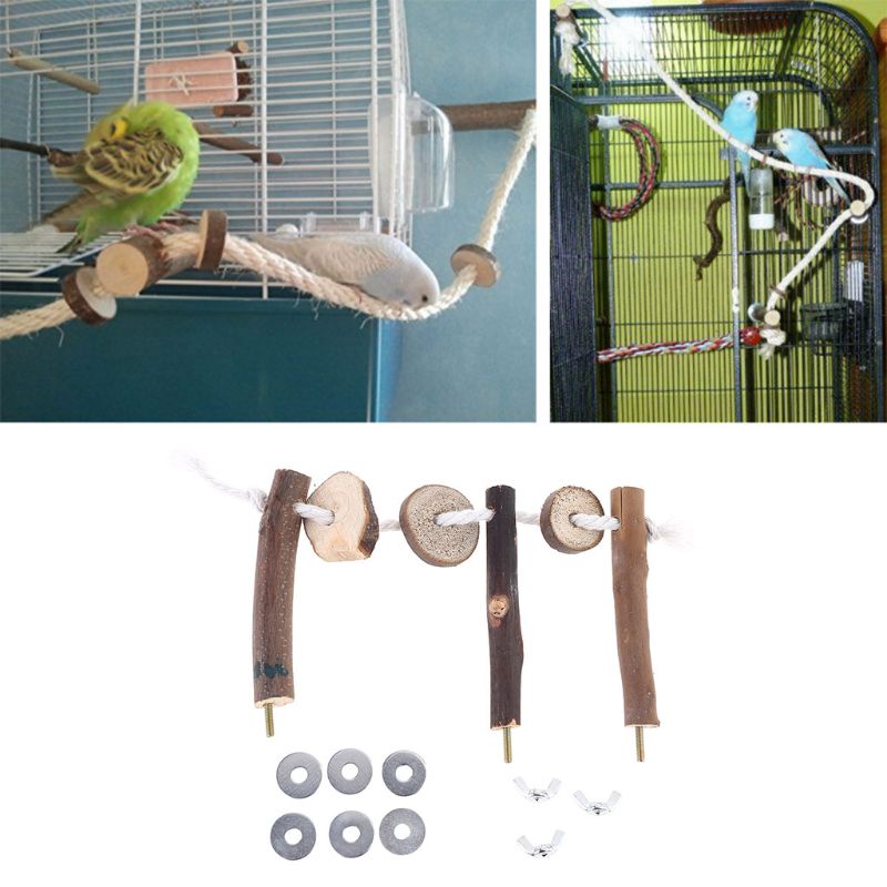 Pet Bird Parrot Cockatiel Stand Frame Parakeet Cage Ladder Climbing Hammock