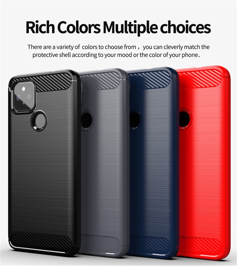 Carbon Fiber For Google Pixel 4a 5G Case + Tempered glass Soft Protection TPU Silicon Gel Skin Google Pixel 5 Cover