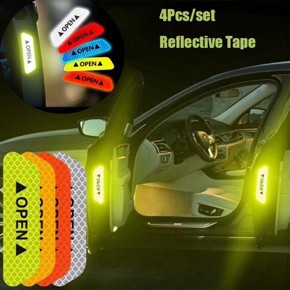 4 Stks/set Auto Styling Waarschuwing Auto Sticker Aangebracht Op De Deur Veiligheid Te Openen De Deur Crash Veiligheidswaarschuwing Stickers reflecterende