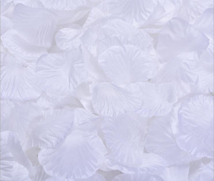 Pétalos de rosa de seda, 9 colores, decoración de de cumpleaños, boda, confeti, 500 unidades: White