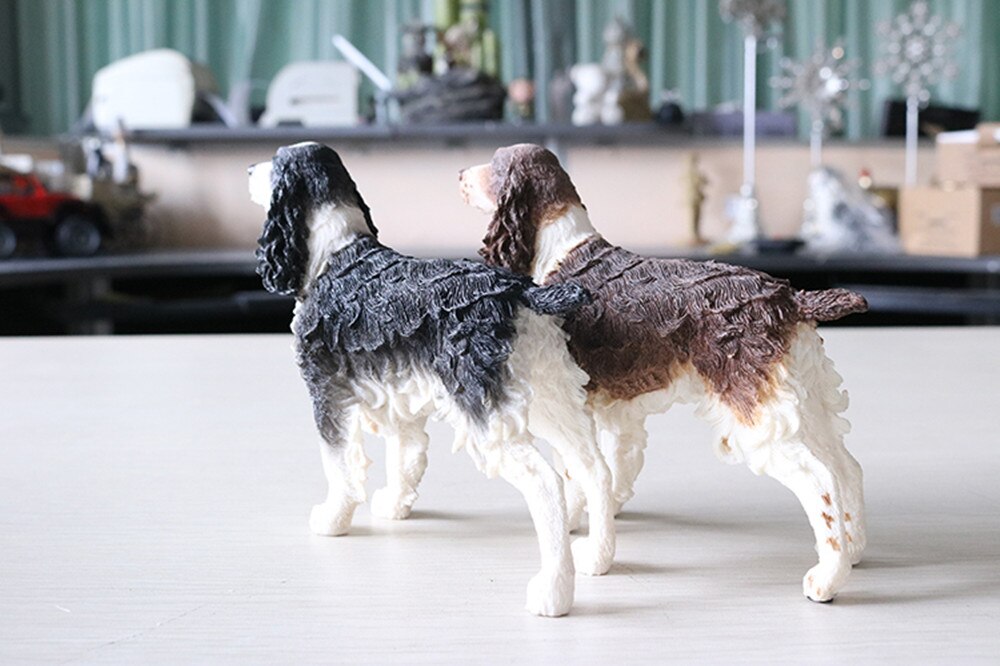 JJM English Springer Spaniel Dog Pet Figure Canidae Animal Collector Toys Resin Model Educational for Children Car Decor