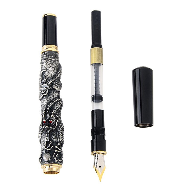 Noble-pluma estilográfica de Dragon Business, plumas de tinta de escritura dorada de Metal de punta fina de 0,5mm, suministros de papelería para la escuela y la Oficina