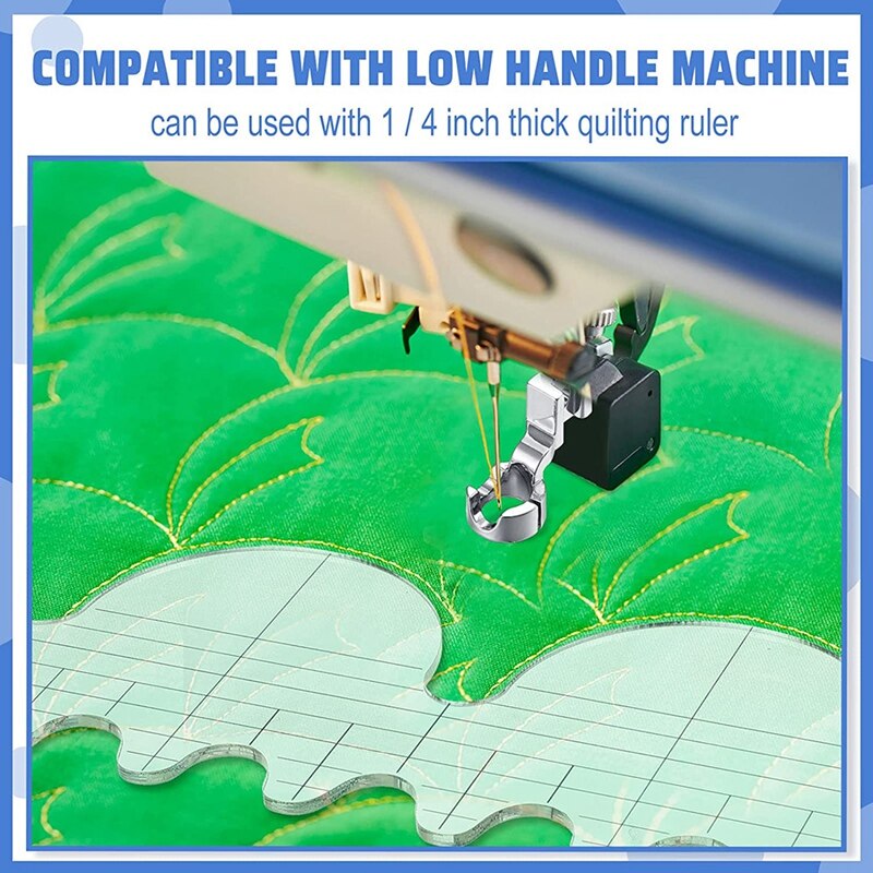 2 Pieces Low Shank Ruler Foot For Freemotion Quilting 1/4 Inch Thick Rulers, Ruler Quilting Foot Compatible With Singer