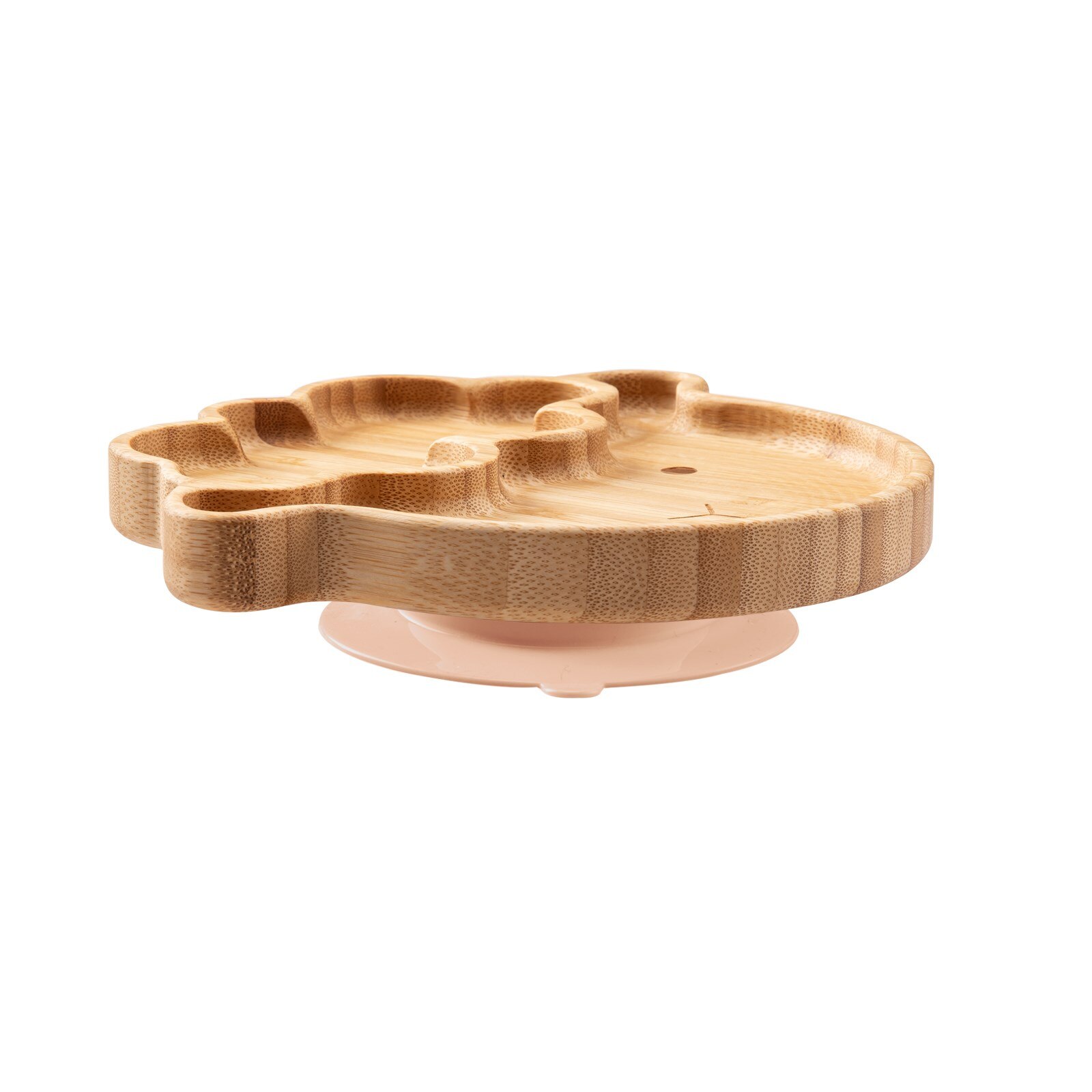 Cuenco de bambú para alimentación de bebé, juego de vajilla de silicona con ventosa, antideslizante, resistente al agua, tenedor, cuchara, 4 piezas: 1pcs-L