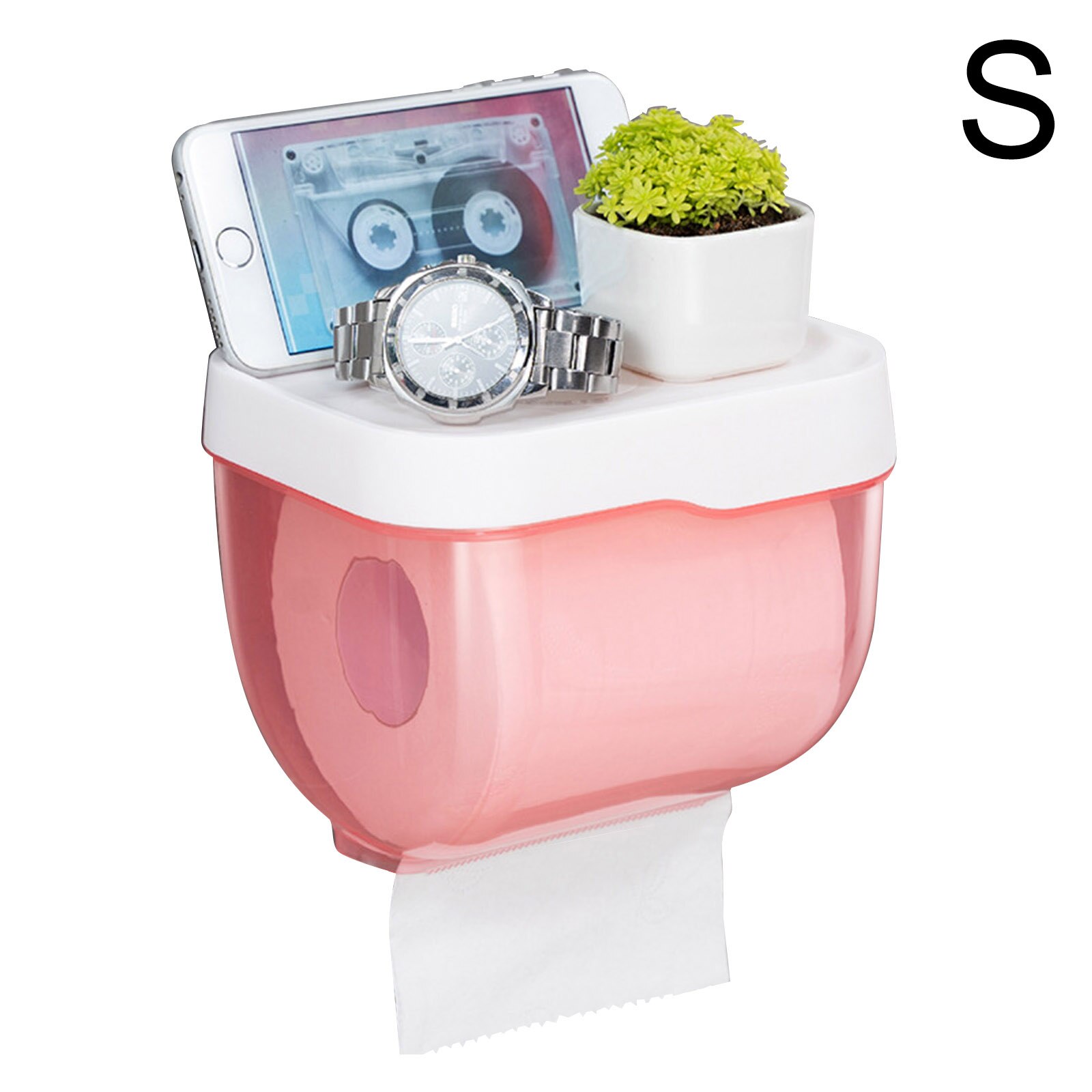 Wc Tissue Box Wasserdicht Loch-Freies Wc Badezimmer Tissue Rack Wc Sanitär Pumpen Wc Papier Box Lagerung Rack TUE88: pink trumpet