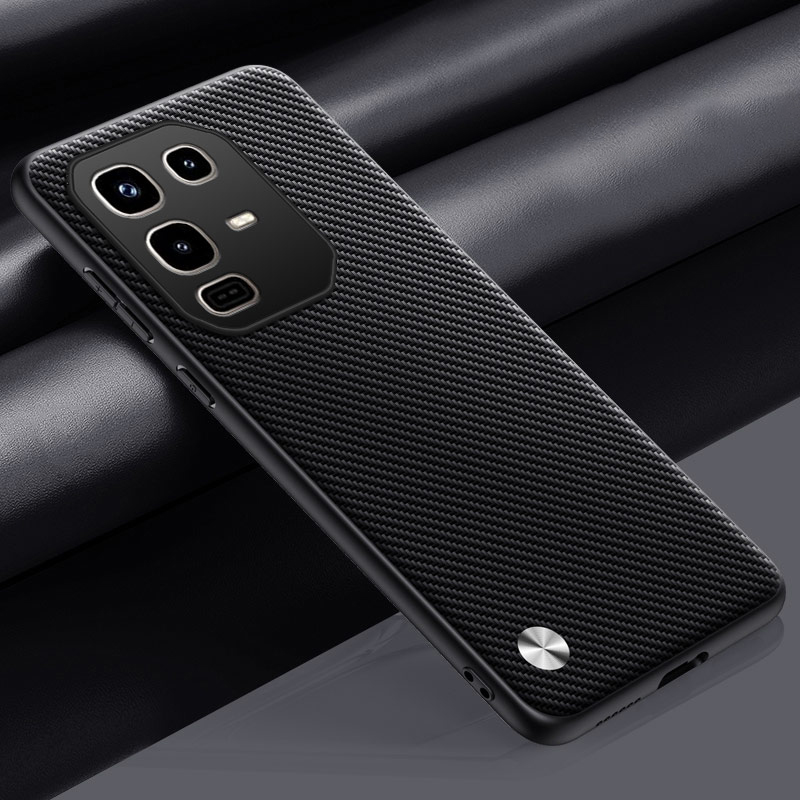 Funda de cuero para Infinix Note 50 Pro 4G fibra de carbono silicona dura a prueba de golpes mate funda de teléfono InfinixNote50Pro X6855 X6858: Cuero / Gris