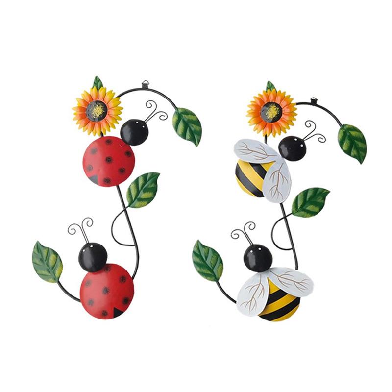 ULDIGI 2pcs Iron Bee Wall Art - Vivid Garden Decor For Indoor & Outdoor Use, Metal Bee Sculptures For Fence & Wall