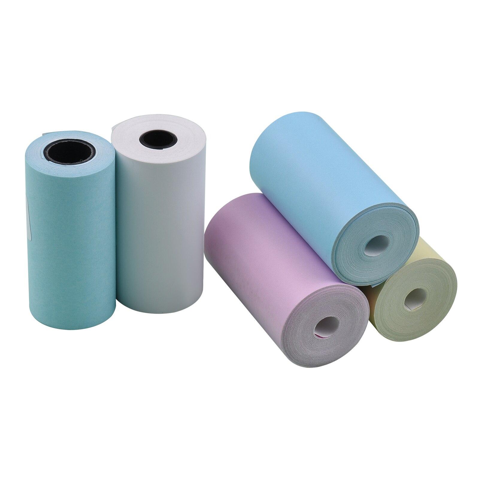 5PCS Color Thermal Paper Roll Set 57x30mm/2.17x1.18in Photo Picture Receipt Memo Printing for Peripage/Paperang Pocket Printer