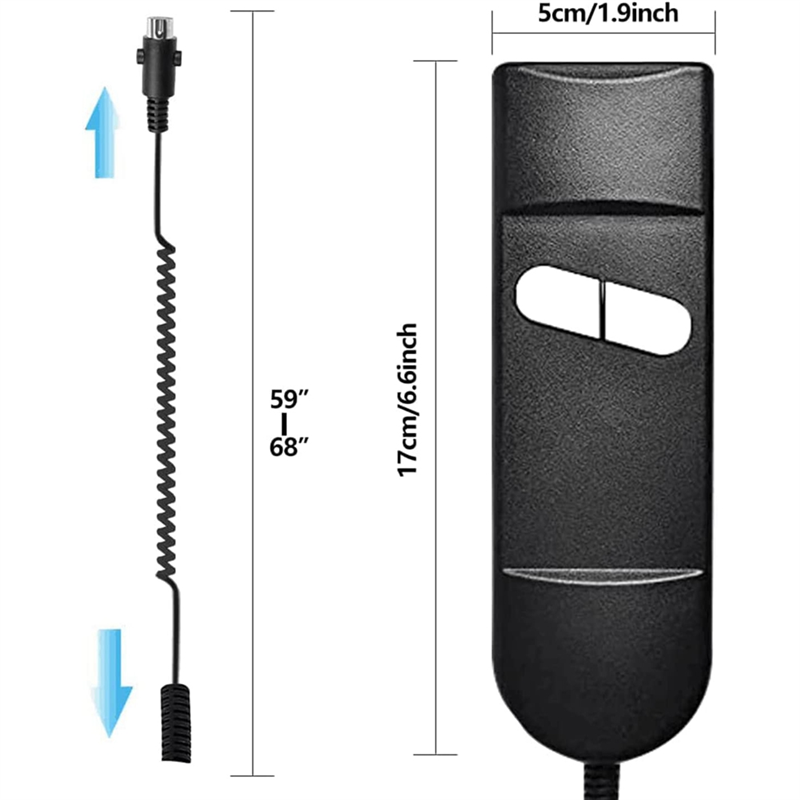 Lift Chair Remote Replacement, 5 Pin 2 Button Power Recliner Remote Replacement Parts for Okin Limoss Pride - Straight