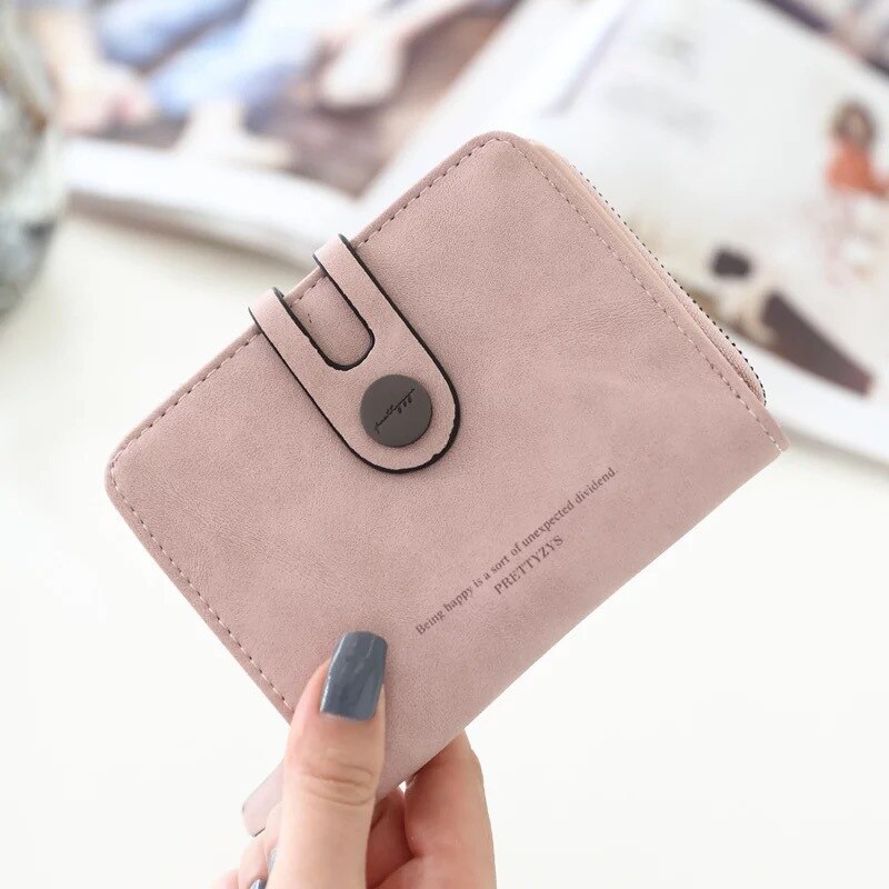 Women PU Leather Wallets Female Long Purses Card Holders 5.5 inch Phone Purse Big Capacity Strap Clutch: Pink Short