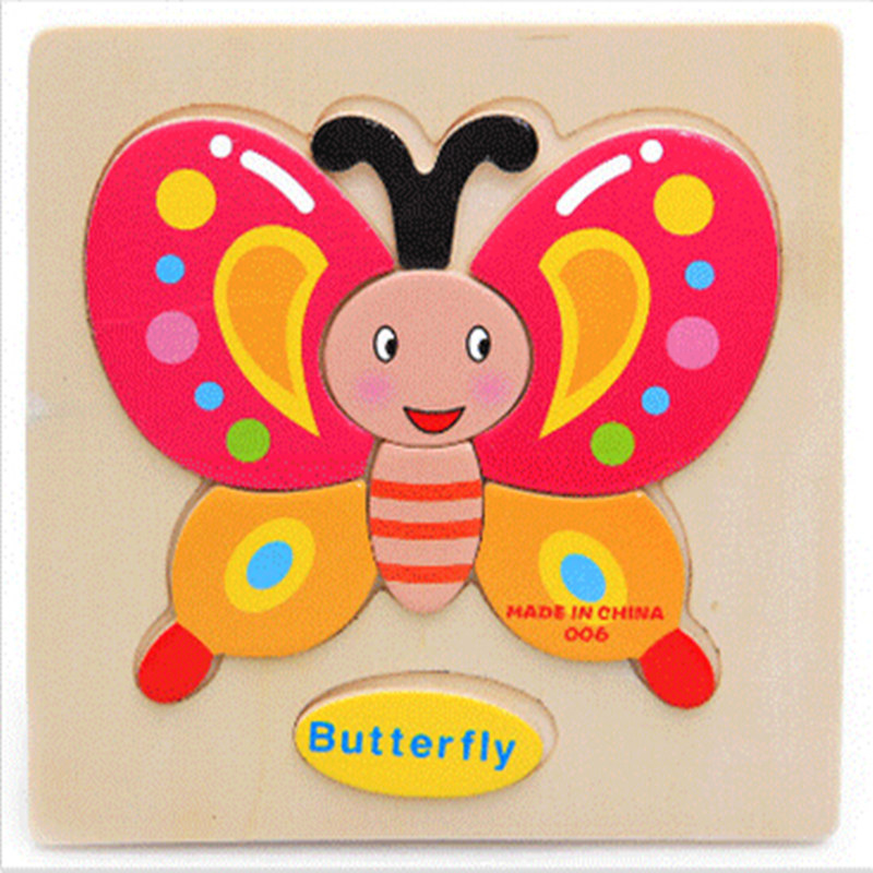 holz 3D Puzzle Puzzle Holz Spielzeug Für Kinder Cartoon Tier Puzzles Intelligenz Kinder Kinder Pädagogisches Spielzeug: Butterfly