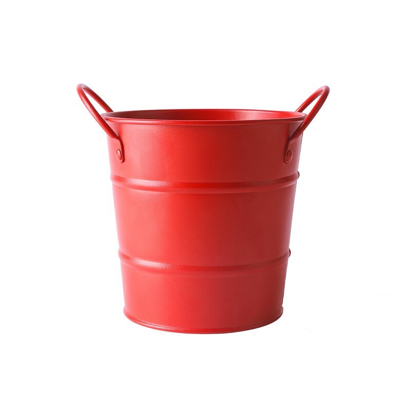 600ml Bar Ice Bucket Seafood Bucket Coffee Shop Mini Fries Binaural Snack Ice Bucket Fried Chicken Bucket Multi-function: Red