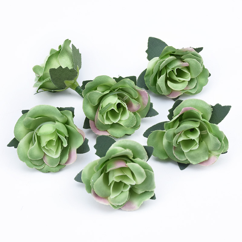 10 st silke rosor huvuden blomma vägg hem bröllop dekoration tillbehör handgjorda diy box konstgjorda växter julkrans