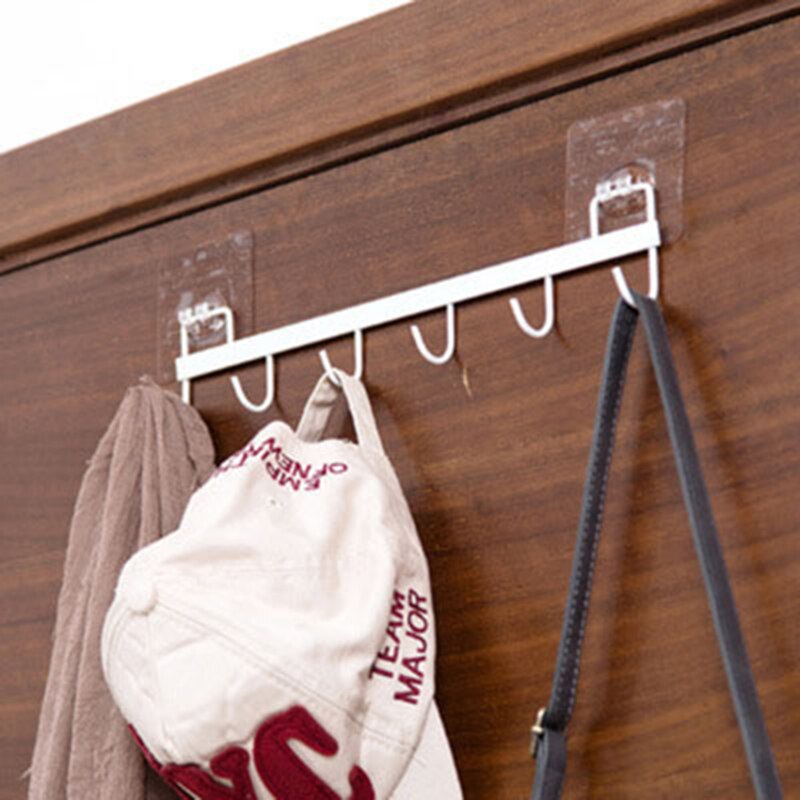 6 Haken Muur Opknoping Haak Rek Keuken Keukengerei Handdoek Haak Hanger Voor Muur Deur Terug Keuken Badkamer Organizer Zelfklevende