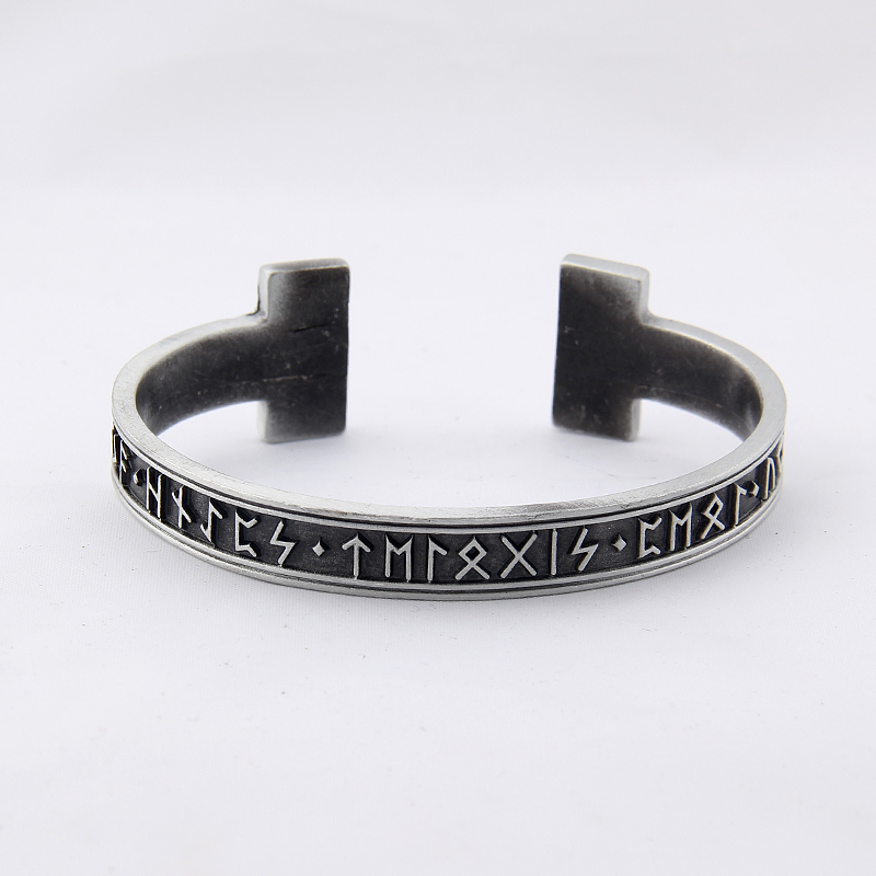 1Pc Mannen Handgemaakte Nordic Rune Bangle Viking