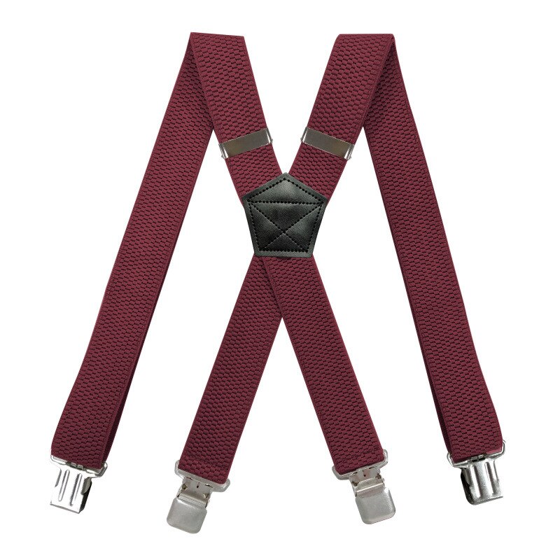 Männer Schwere Arbeit Hosenträger 3,8 cm Breite X-bilden mit 4 schwenken schnappen Haken Einstellbare Elastische Radfahrer snowboard Hosen Hosenträger: Clip Stil Burgund