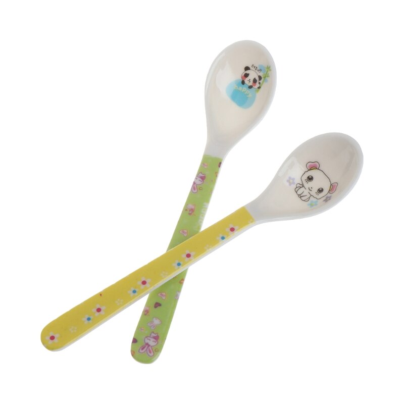 1 Set 2 Stuks Cartoon Baby Kids Feeding Lepel Melamine Baby Lepel Bestek Voor Baby