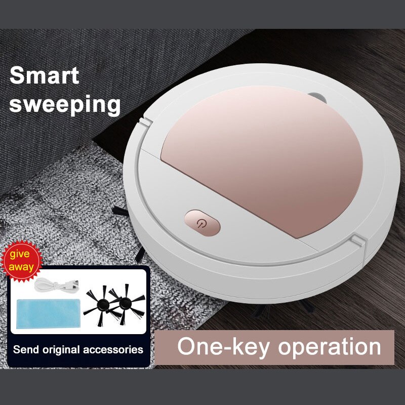 Robot Vacuum Cleaner USB Charging Indoor Automatic Dust Robot Multifunctional Intelligent Household Ultra-Thin Vacuum Cleaner: Rose Gold