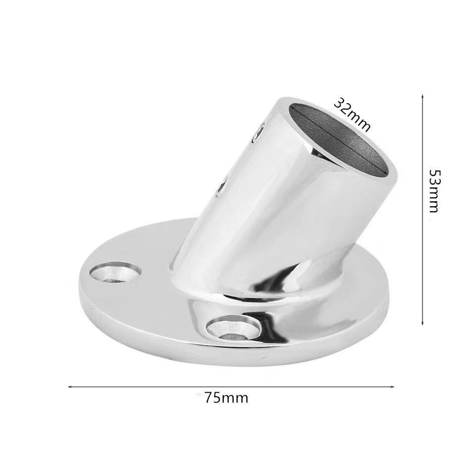 Rostfritt stål räcksbeslag 60 grader 32mm rund bas rörbas för båt marina yachter