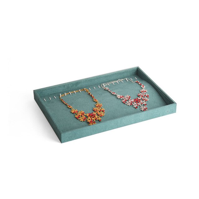 Jewelry Organizer Tray - Velvet Display Holder for Rings, Earrings, Necklaces, Bracelets - 35x24x3cm: Necklace Tray