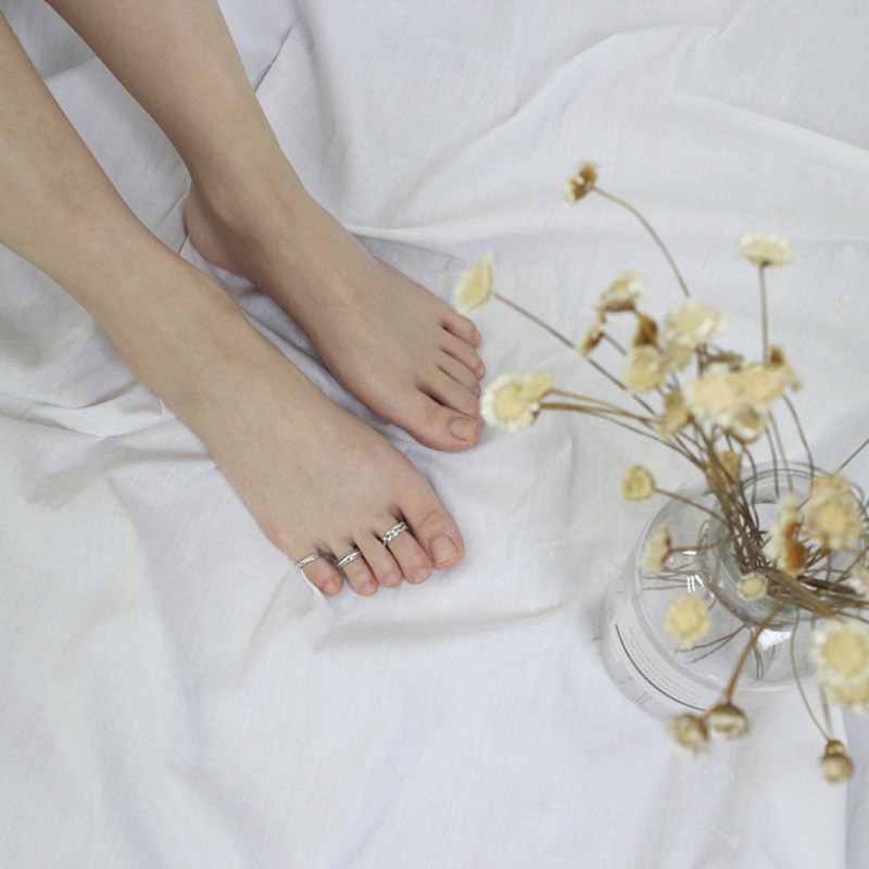 JShine Women's Rings Open Adjustable 925 Sterling Silver Midi Finger Knuckle Ring Retro Flower Toe Chain Ring Beach Foot Jewelry