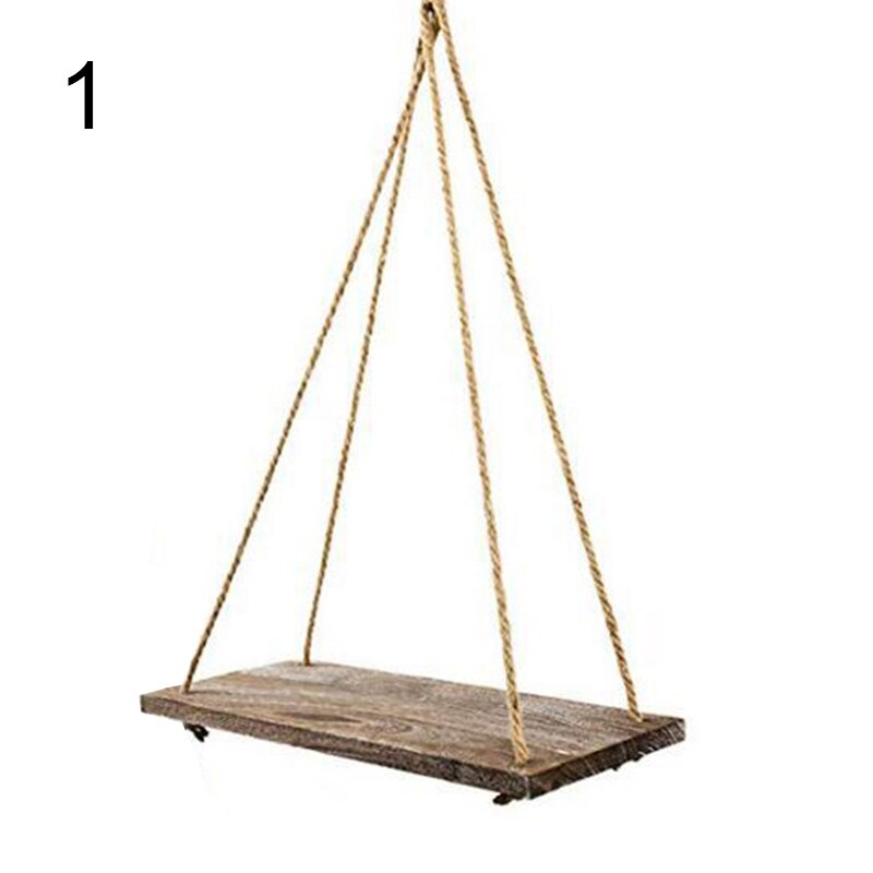 1 stk væggynge opbevaringshylder jute reb hængende hylde hjemme diy væg dekorativt stativ til samll urtepotte potteplanter holder: M / 1 lag