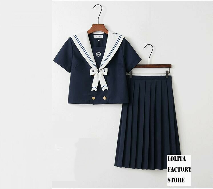 Japanese JK uniform Star Moon Fantasy JK Uniform Skirt, Day Lip, Female Sailor's Dress, Japanese long sleeve Uniform Suit NN-S6B: short shirt 1b / XL