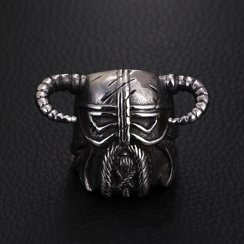 Anillo de guerrero de cuerno vikingo Vintage para hombre, joyería de Caballero de acero inoxidable resistente, estilo nórdico, único, a tienda