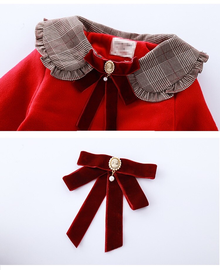 Kinderen wollen jas voor meisjes kinderen herfst winter wollen overjas jassen kerst kostuums rode bovenkleding tops kleding voor 3-12y