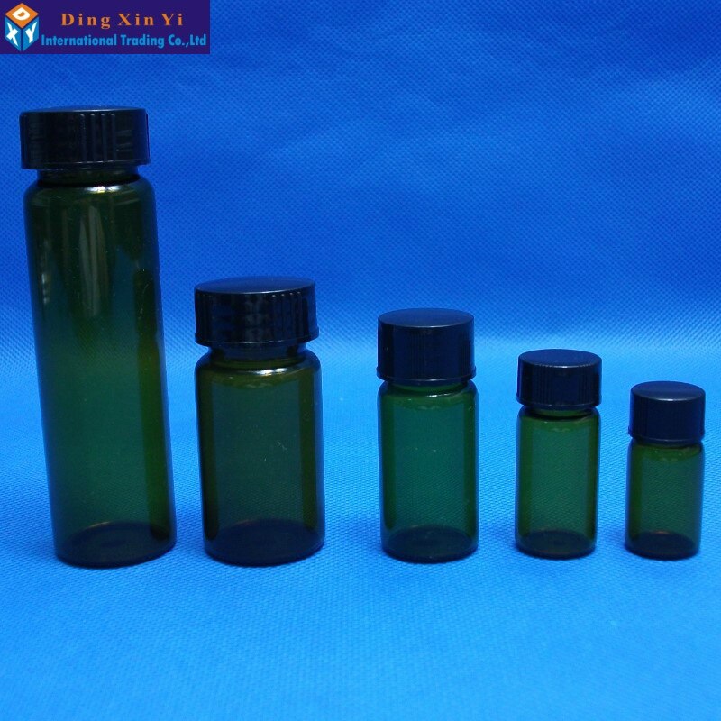 Vial de vidrio marrón con tapa de rosca, botellas de vidrio de muestra de líquido transparente, viales, 5ML, 10 unids/lote
