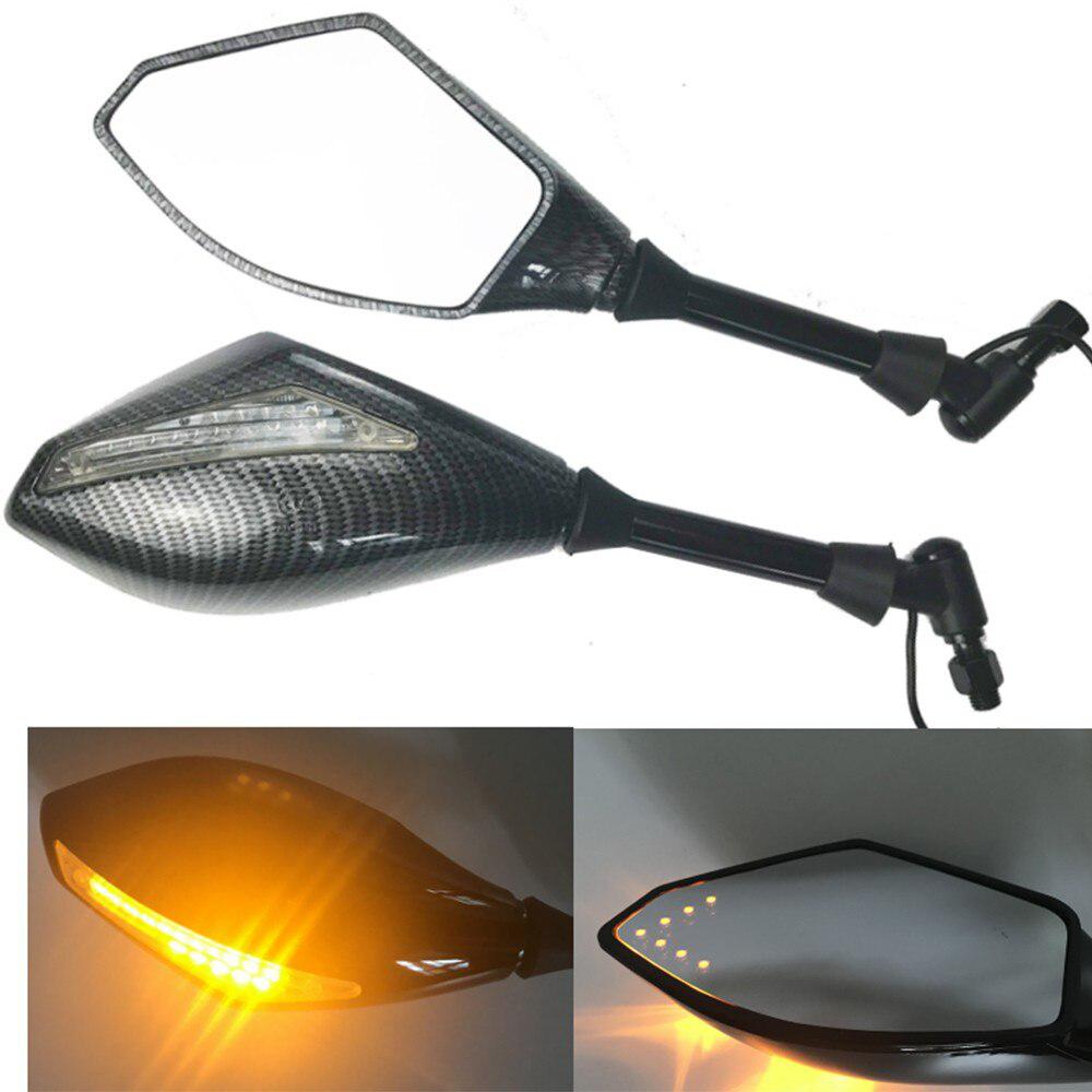 Motorcycle Double LED Turn Lights Side Mirrors Turn Signal Indicator Rearview Mirror