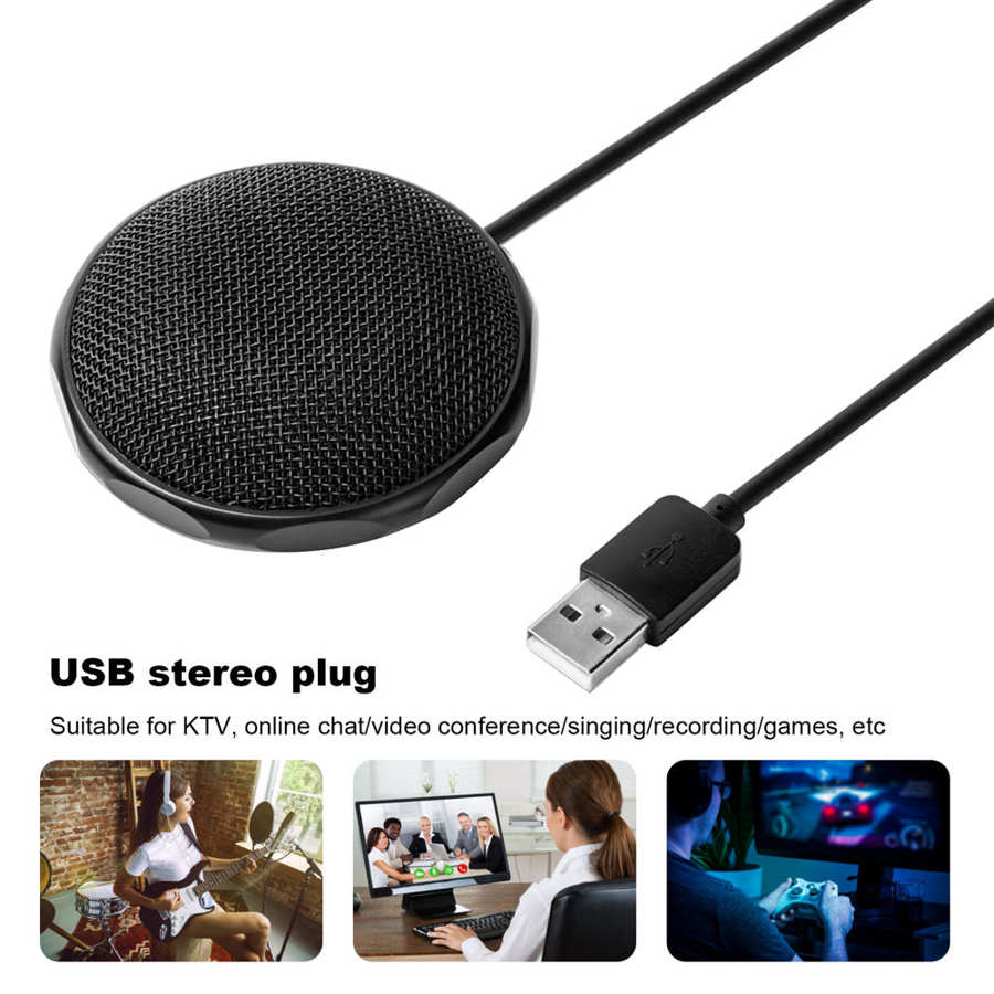 USB Microphone Omni-directional Condenser Mini Wired Meeting Business Mic for PC Laptop