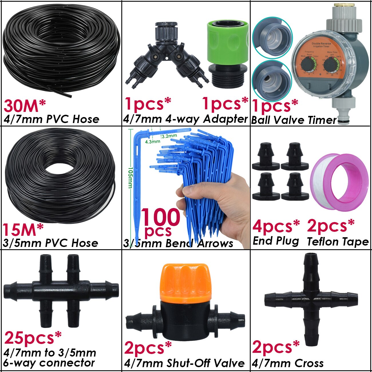KESLA kit sistema di irrigazione a goccia con irrigazione automatica Gocciolatori per tubi da 4/7mm a 3/5mm per giardino domestico Pianta in vaso bonsai Serra